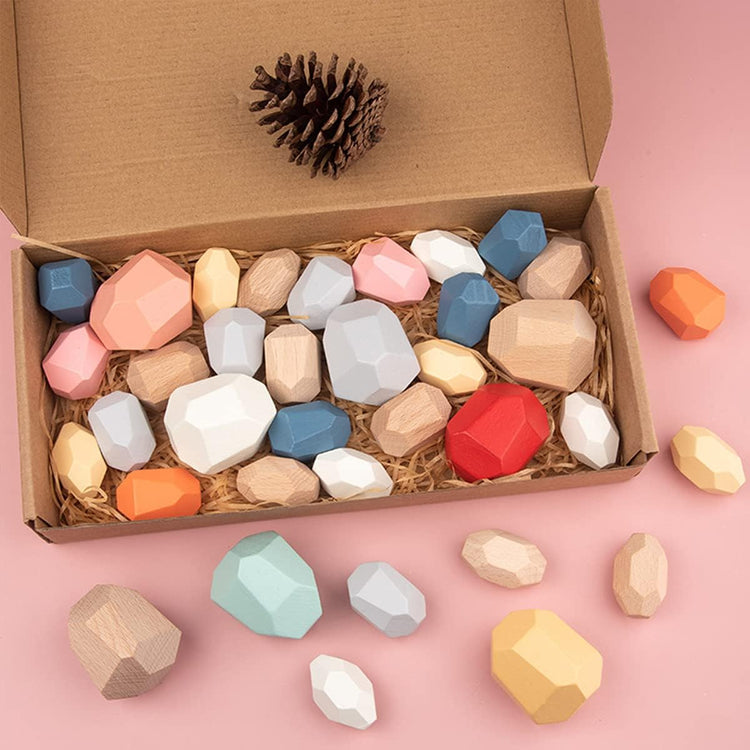 NEW✨ Wooden Balancing Stones (36pcs Mixed Colour)