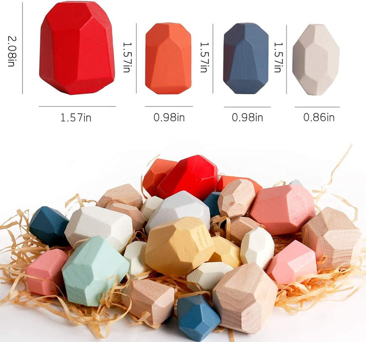 NEW✨ Wooden Balancing Stones (36pcs Mixed Colour)