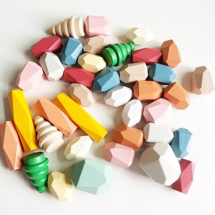 NEW✨ Wooden Balancing Stones (38pcs Mixed Colour and Shapes)